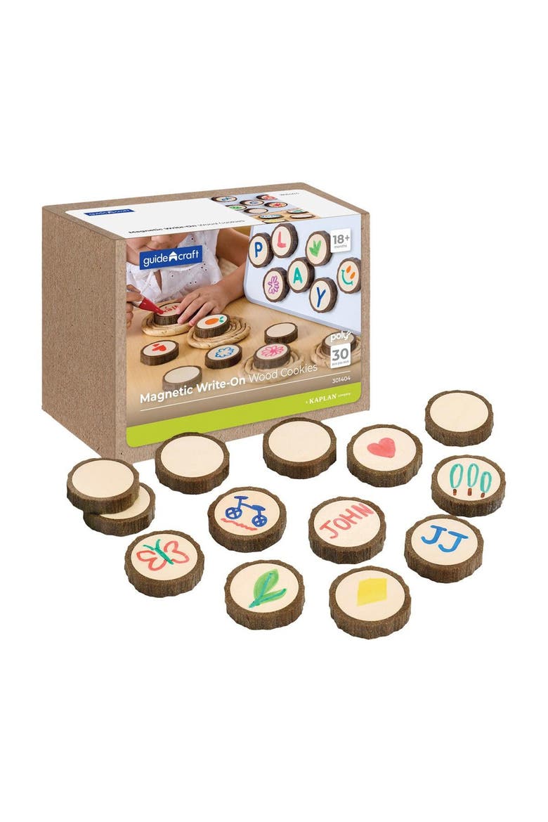 Magnetic Write-On Wood Cookies - 30 Pieces, Main, color, Brown
