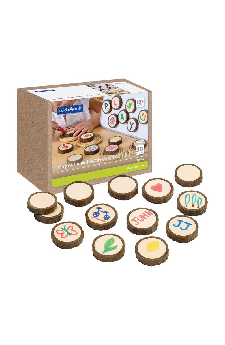 Kaplan Early Learning Company Magnetic Write-On Wood Cookies - 30 Pieces, Main, color, Brown