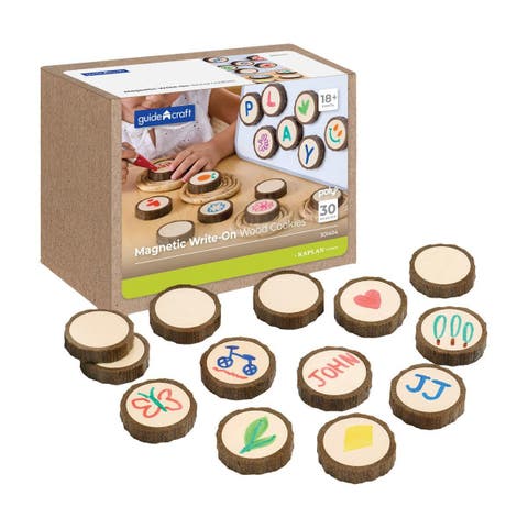 Magnetic Write-On Wood Cookies - 30 Pieces