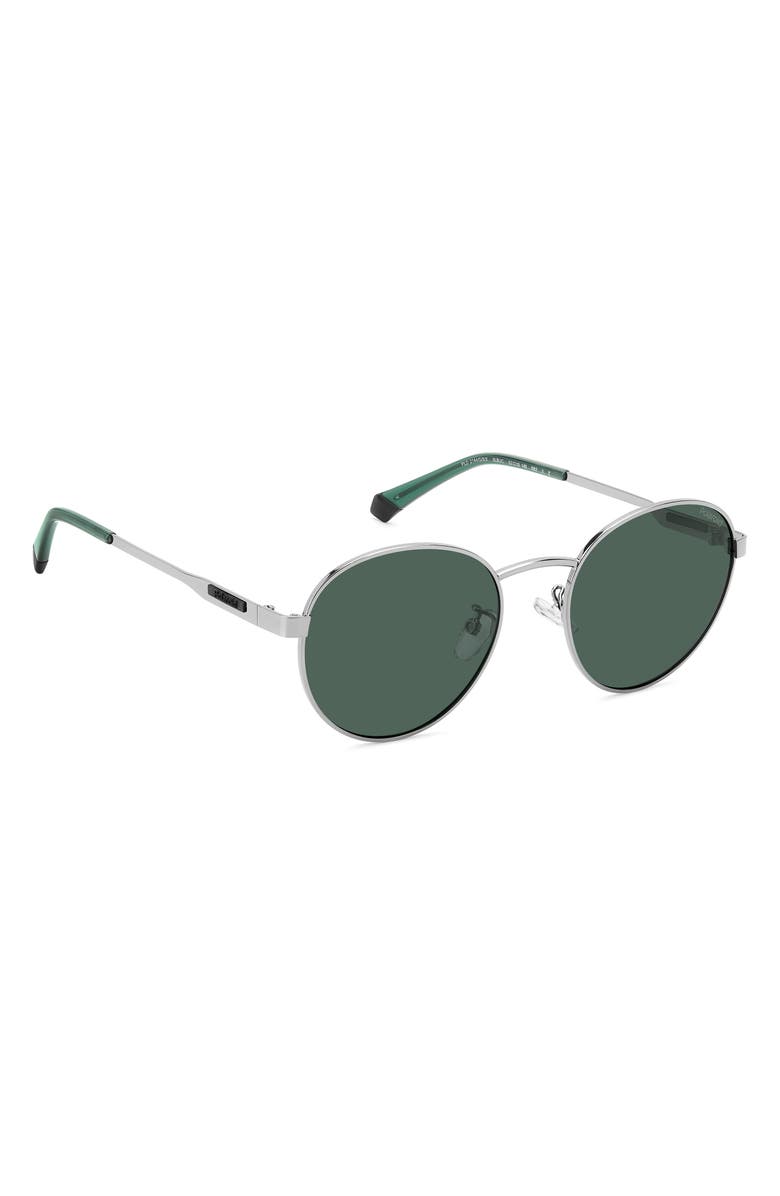 Polaroid 52mm Polarized Round Sunglasses, Alternate, color, Ruthenium/ Green Polarized