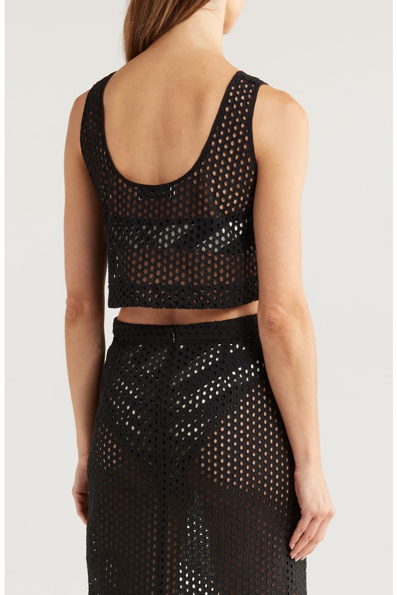 The Minka Cotton Eyelet Crop Cover-Up, Alternate, color, NOIR