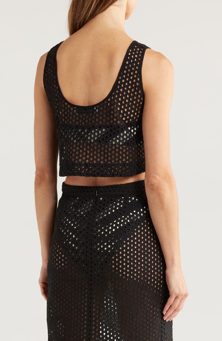 Solid & Striped The Minka Cotton Eyelet Crop Cover-Up, Alternate, color, Noir