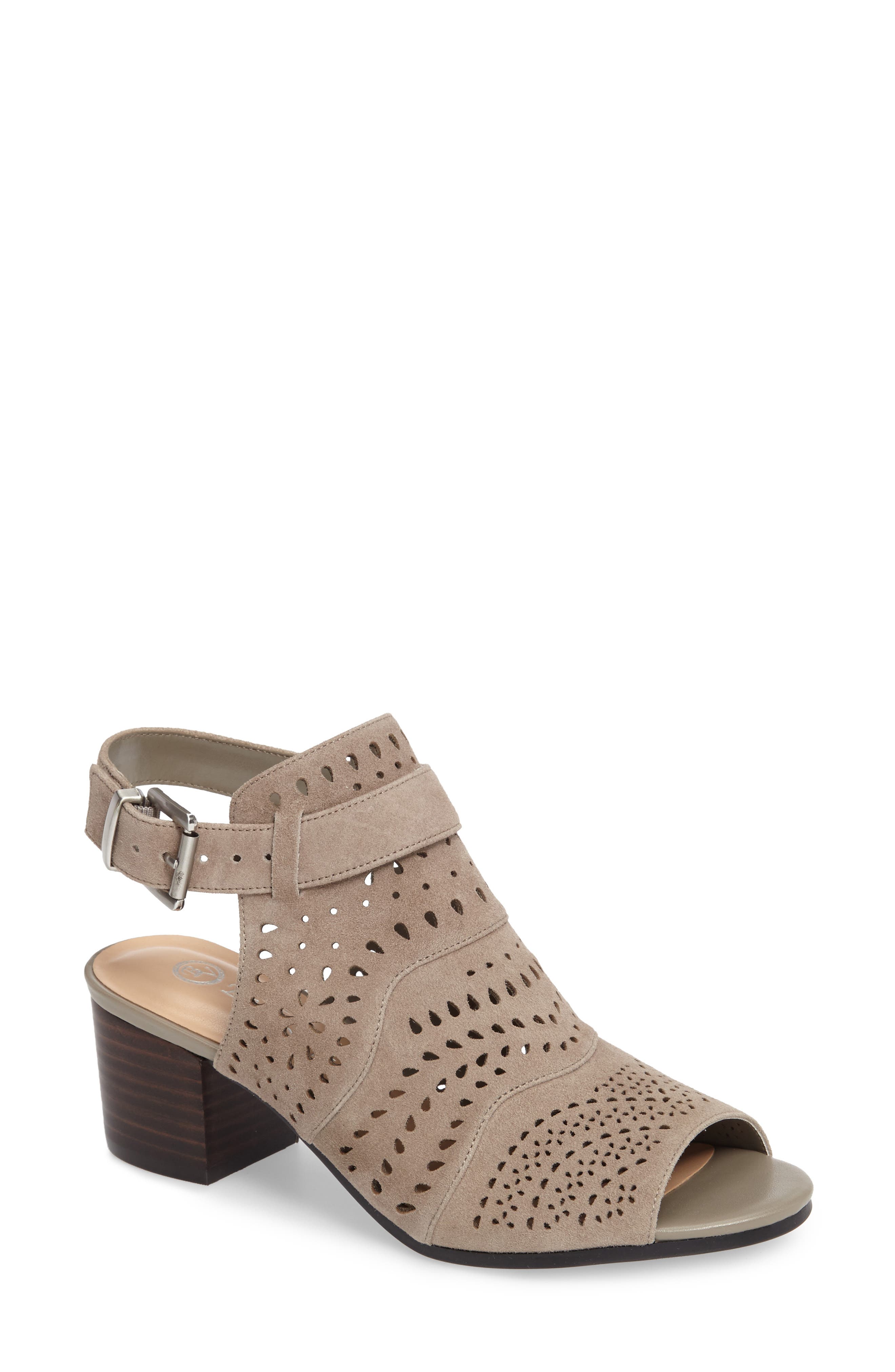 Fonda Perforated Sandal, Main, color, STONE SUEDE
