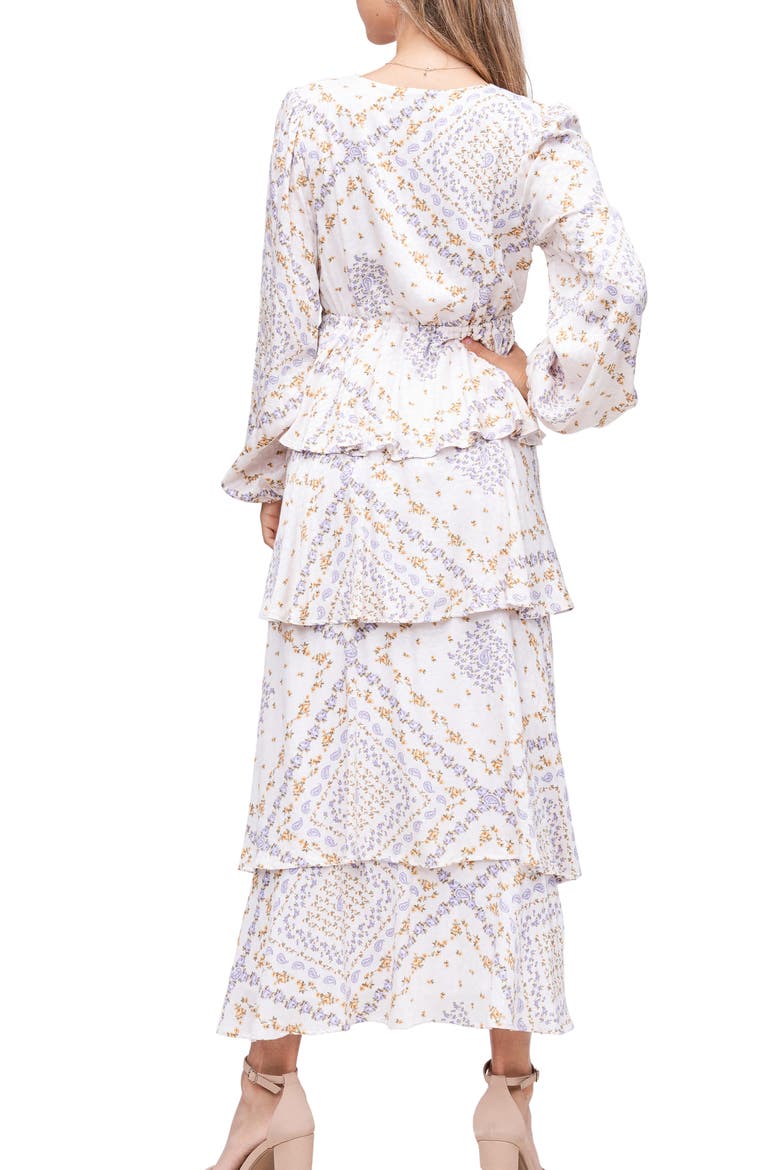 Paisley Long Sleeve Midi Dress, Alternate, color, OFF WHITE