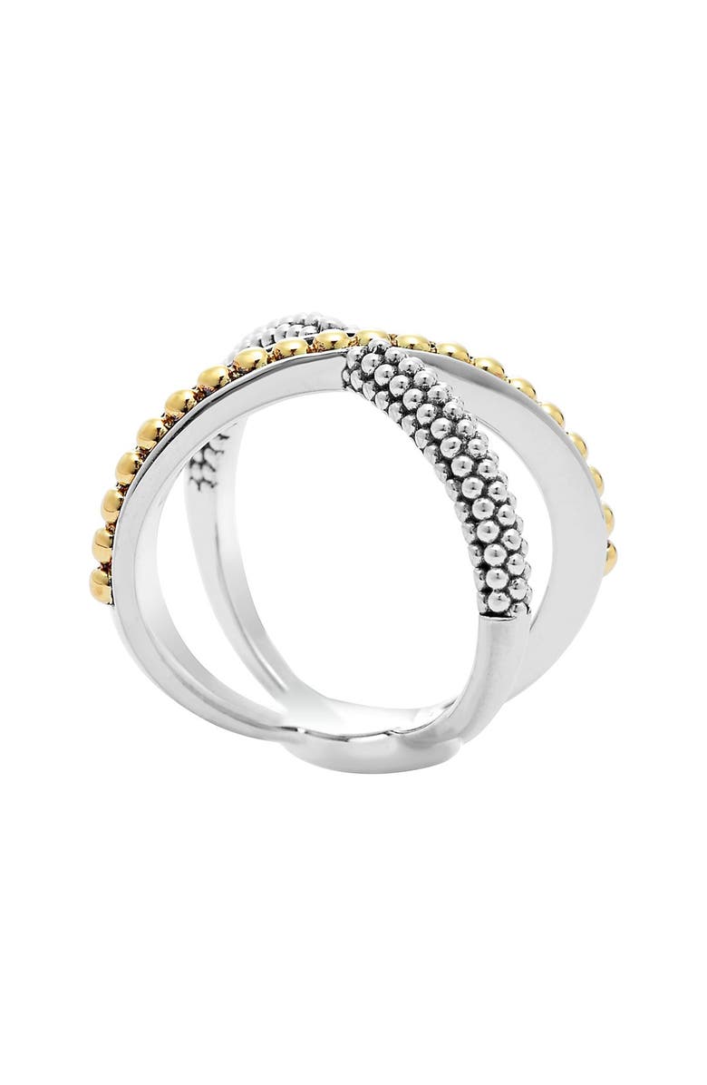 LAGOS KSL Caviar Crossover Ring, Alternate, color, Silver/ Gold