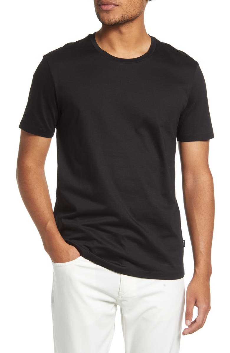 BOSS Tessler Slim Fit Black Cotton T-Shirt, Main, color,
