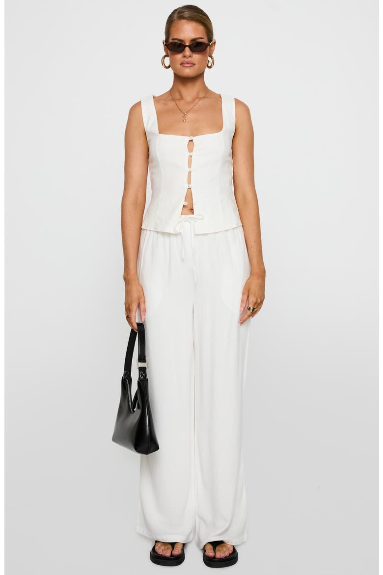 Parklea High Waist Linen Blend Drawstring Pants, Alternate, color, WHITE