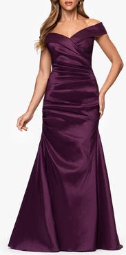 Xscape Evenings Off the Shoulder Taffeta Sheath Gown