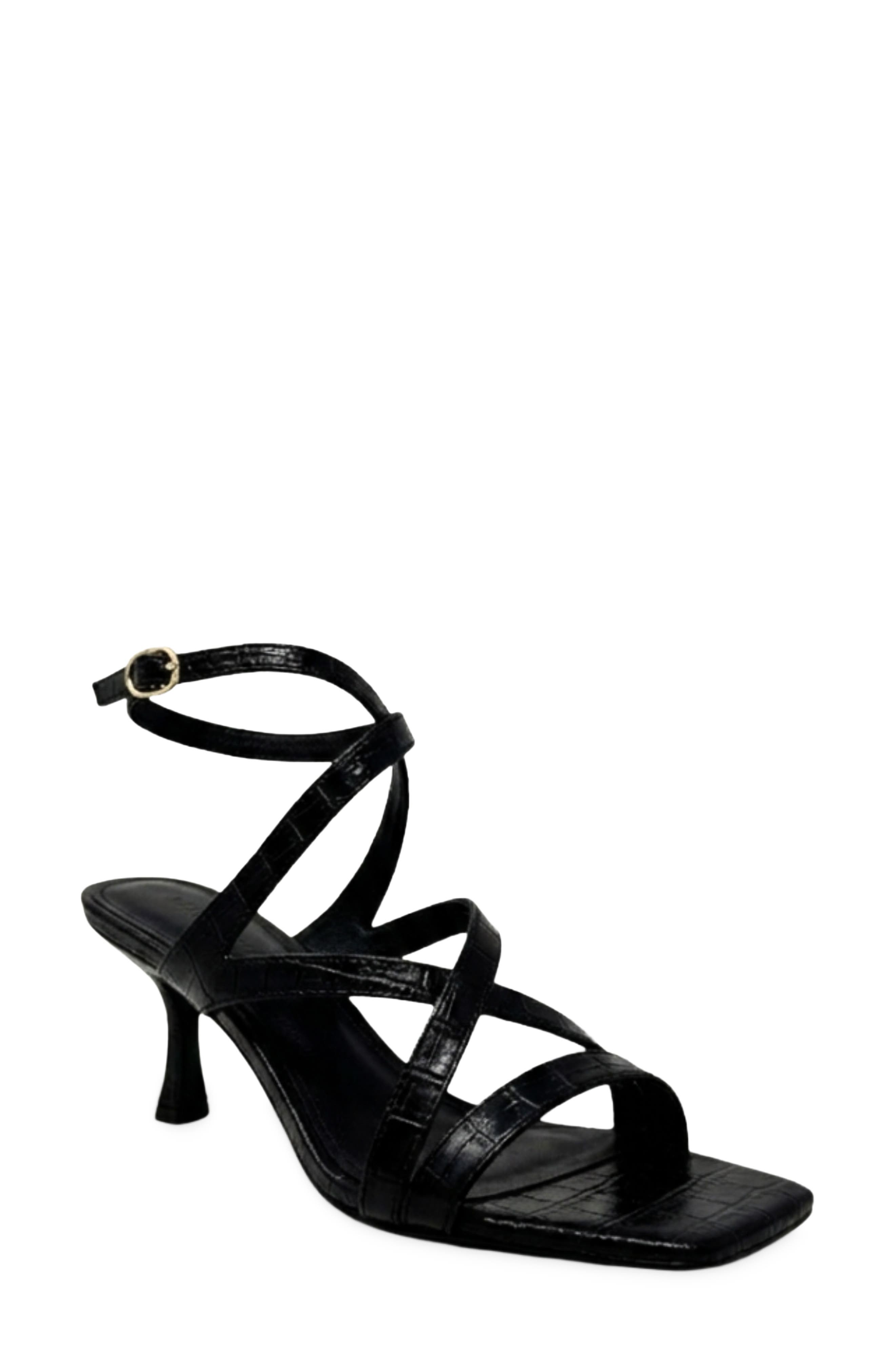 SHUSHOP Gilda Ankle Strap Sandal, Main, color, Black Croco
