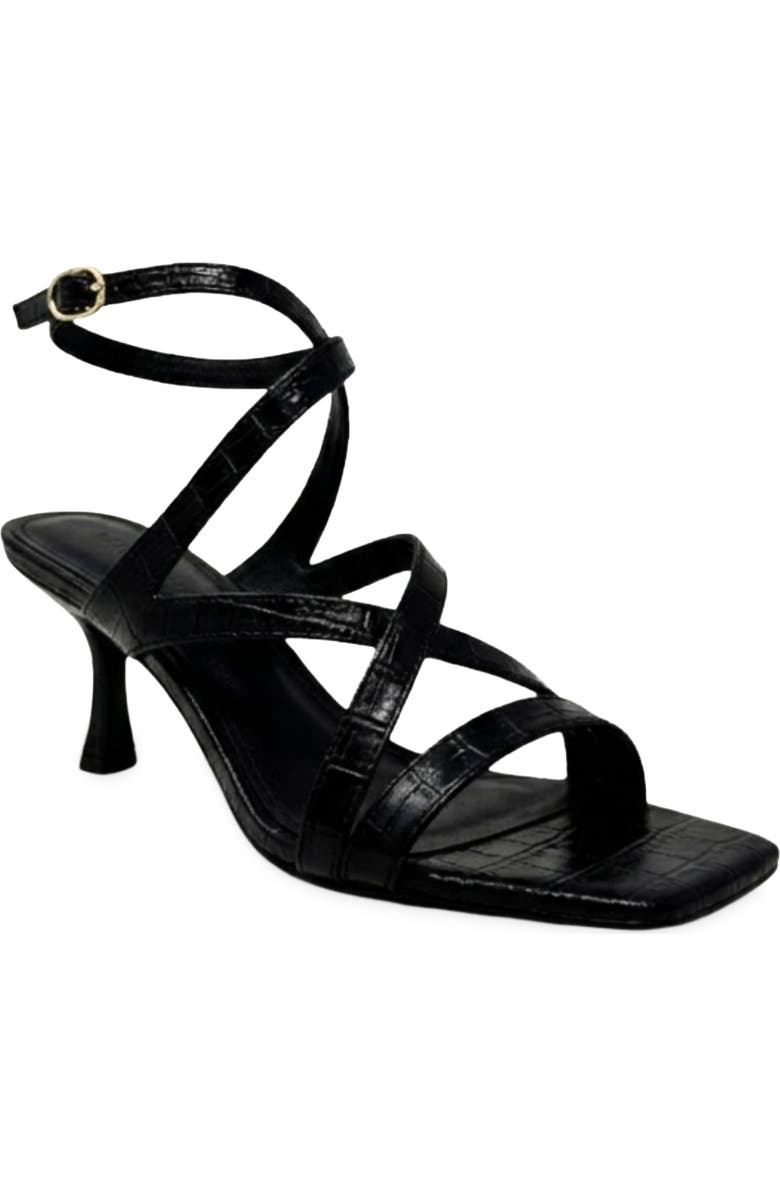 SHUSHOP Gilda Ankle Strap Sandal, Main, color, Black Croco