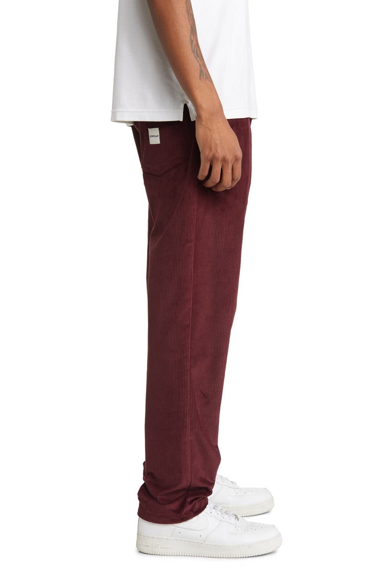 Corduroy Slim Fit Five-Pocket Pants, Alternate, color, BORDEAUX