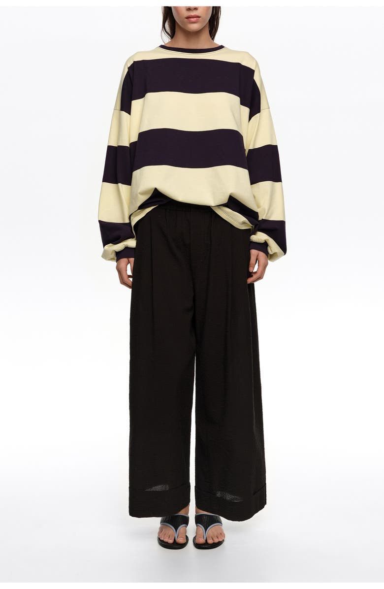 Bimba y Lola Textured Bell-Bottom Trousers, Main, color, Black