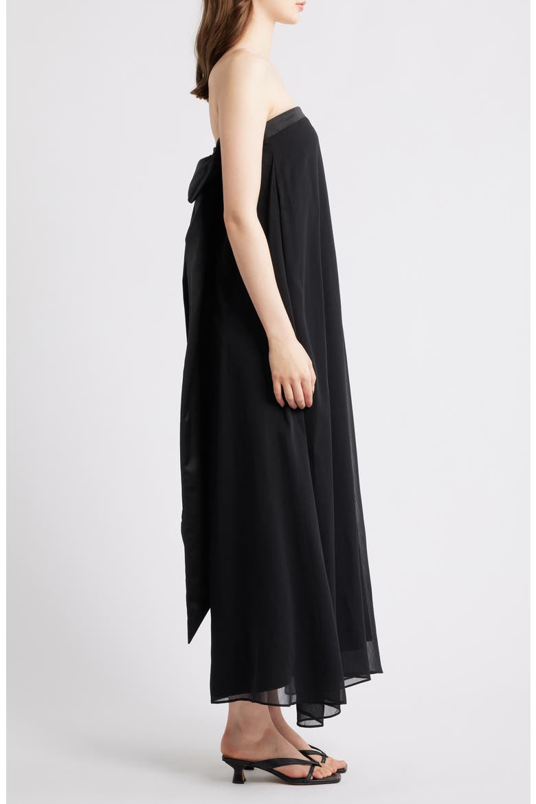 Amici Strapless Bow Back Maxi Dress, Alternate, color, BLACK