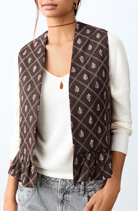 Ruffle Hem Padded Vest