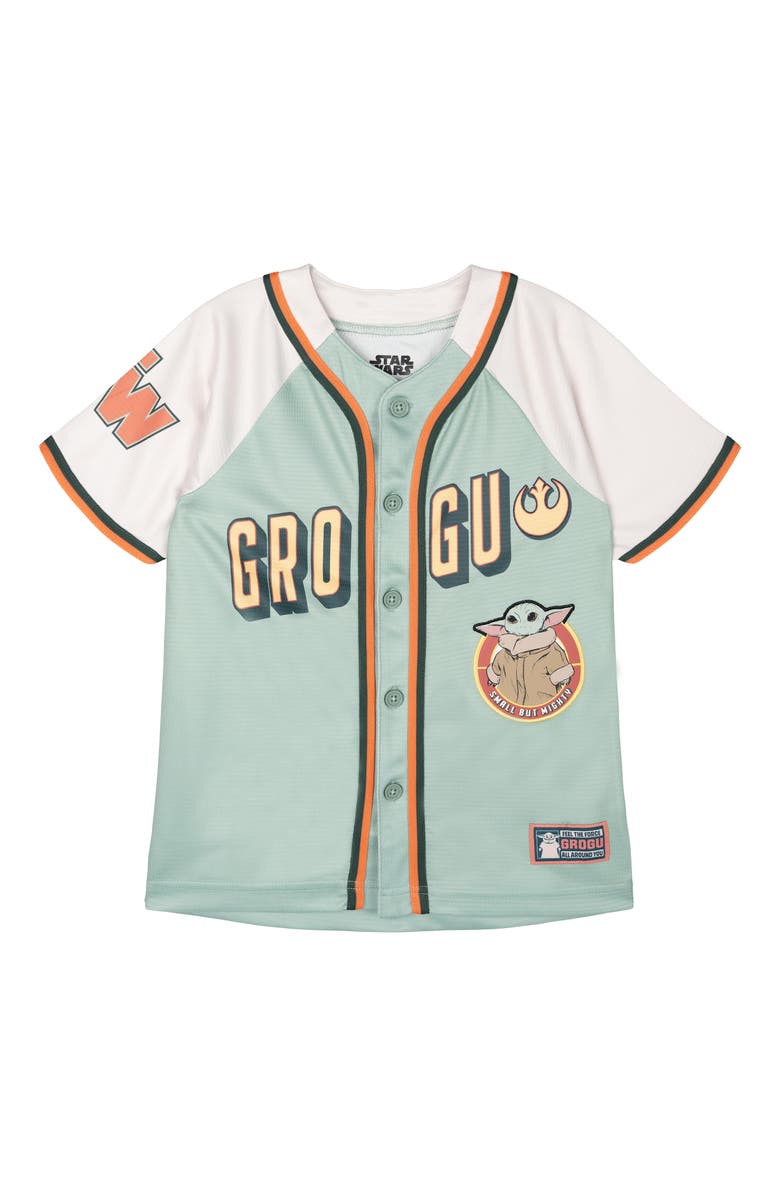 Star Wars The Mandalorian Short Sleeve Baseball Jersey, Main, color, Grogu Mint Ivory