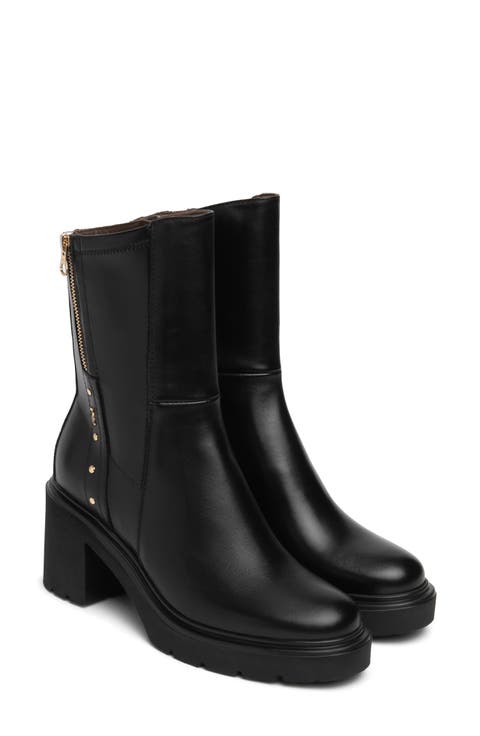 Stretch Leather Bootie