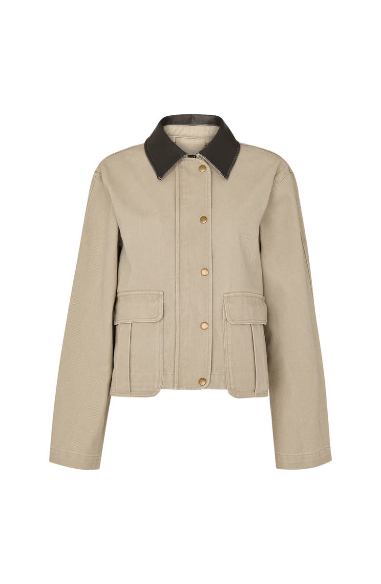 Whistles Casual Contrast Collar Jacket, Alternate, color, Taupe