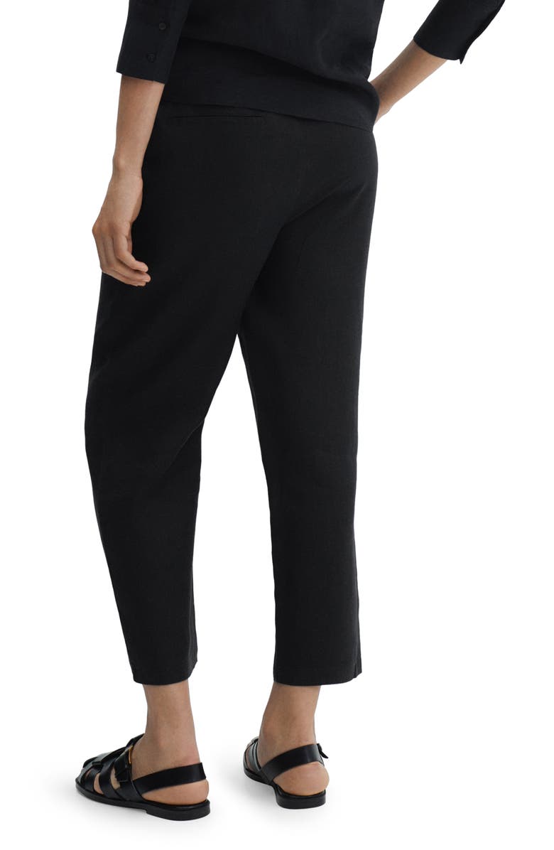 MANGO Elastic Waist Crop Straight Leg Linen Pants, Alternate, color, 