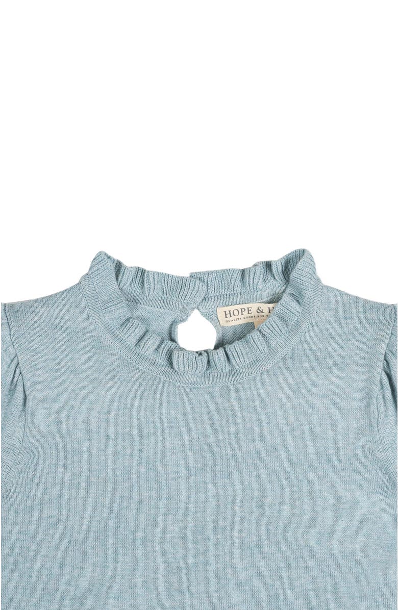 Hope & Henry Baby Girls' Organic Puff Sleeve Sweater, Infant, Alternate, color, Dusty Blue Heather