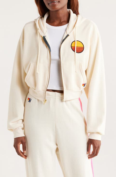 Sunset Patch Crop Zip Hoodie