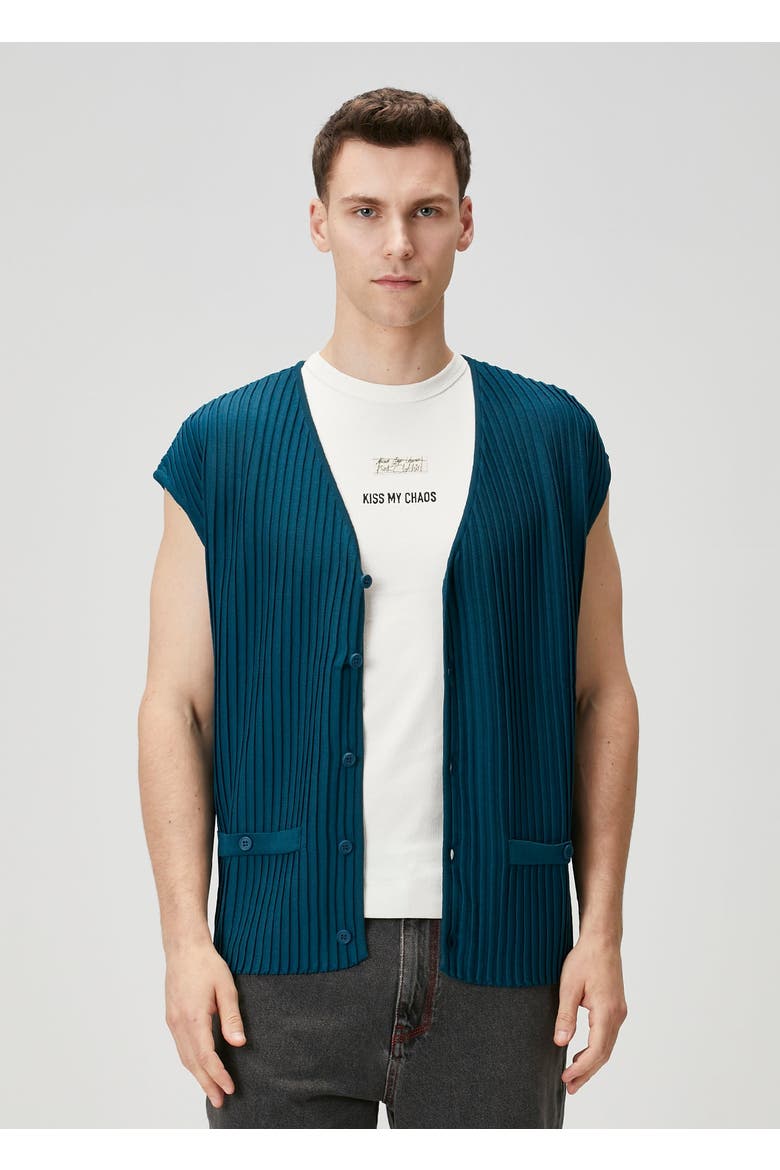 Knitted Vest, Alternate, color, BLUE