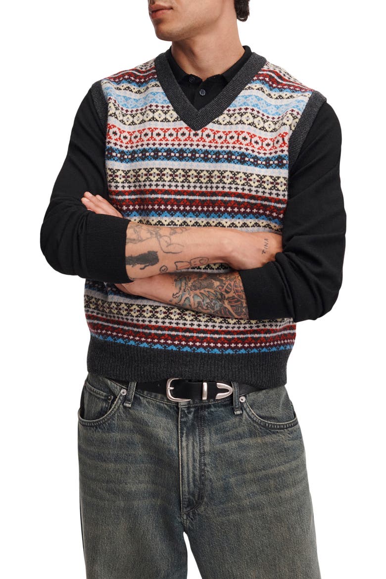 Fair Isle Wool Vest, Alternate, color, MULTI
