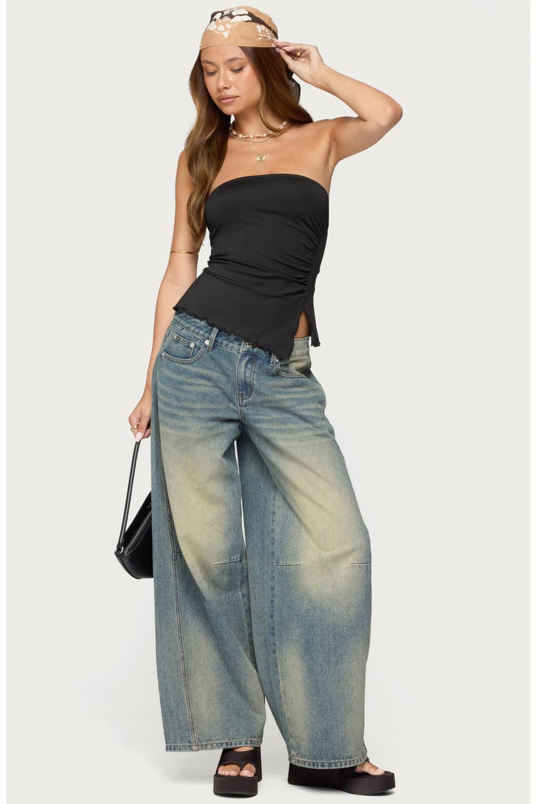 Belinda Asymmetric Tube Top, Alternate, color, BLACK