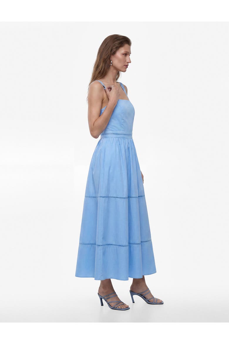 Square Neck Lace Detail Cotton Strappy Dress, Main, color, BLUE