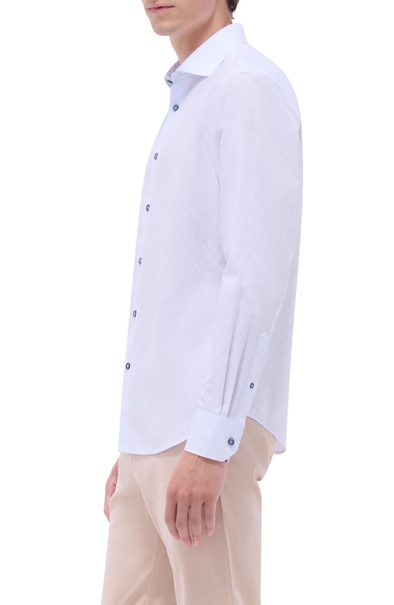Bugatchi Axel Diamond Jacquard Cotton Button-Up Shirt, Alternate, color, 