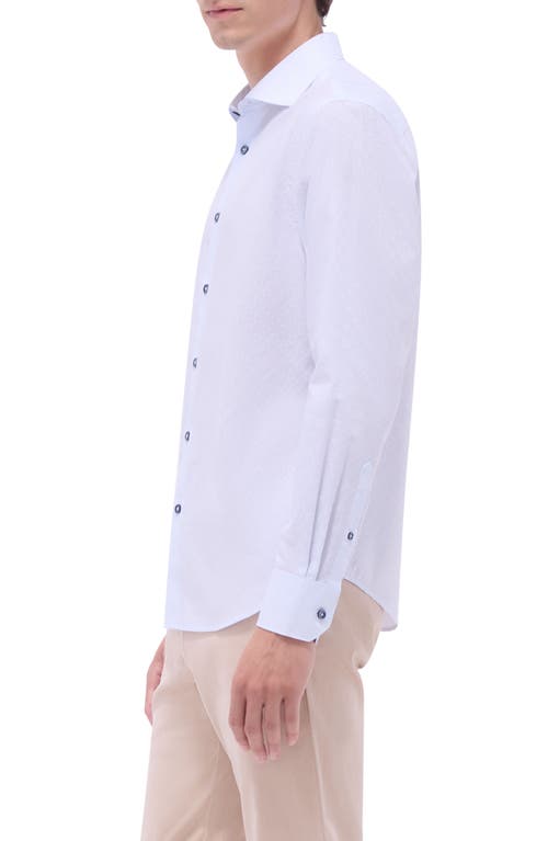 Bugatchi Axel Diamond Jacquard Cotton Button-up Shirt In Salt