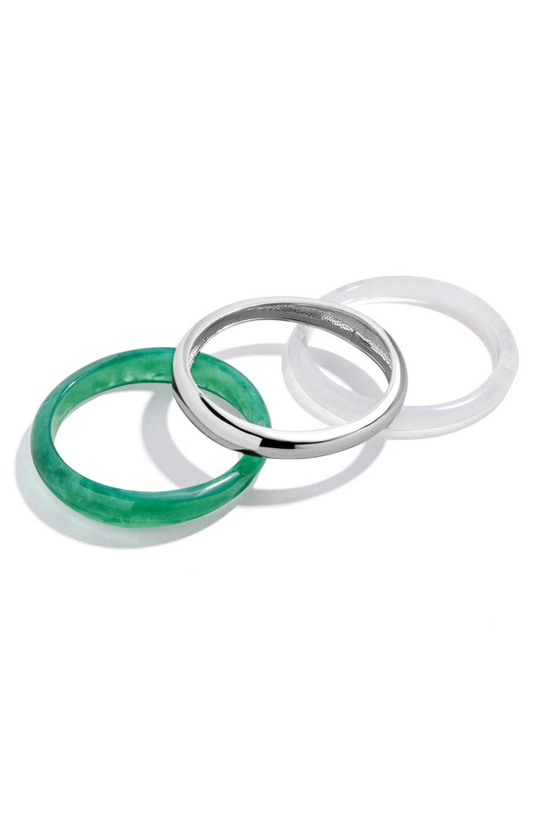 Raven Set of 3 Bangle Bracelets, Alternate, color, SILVER
