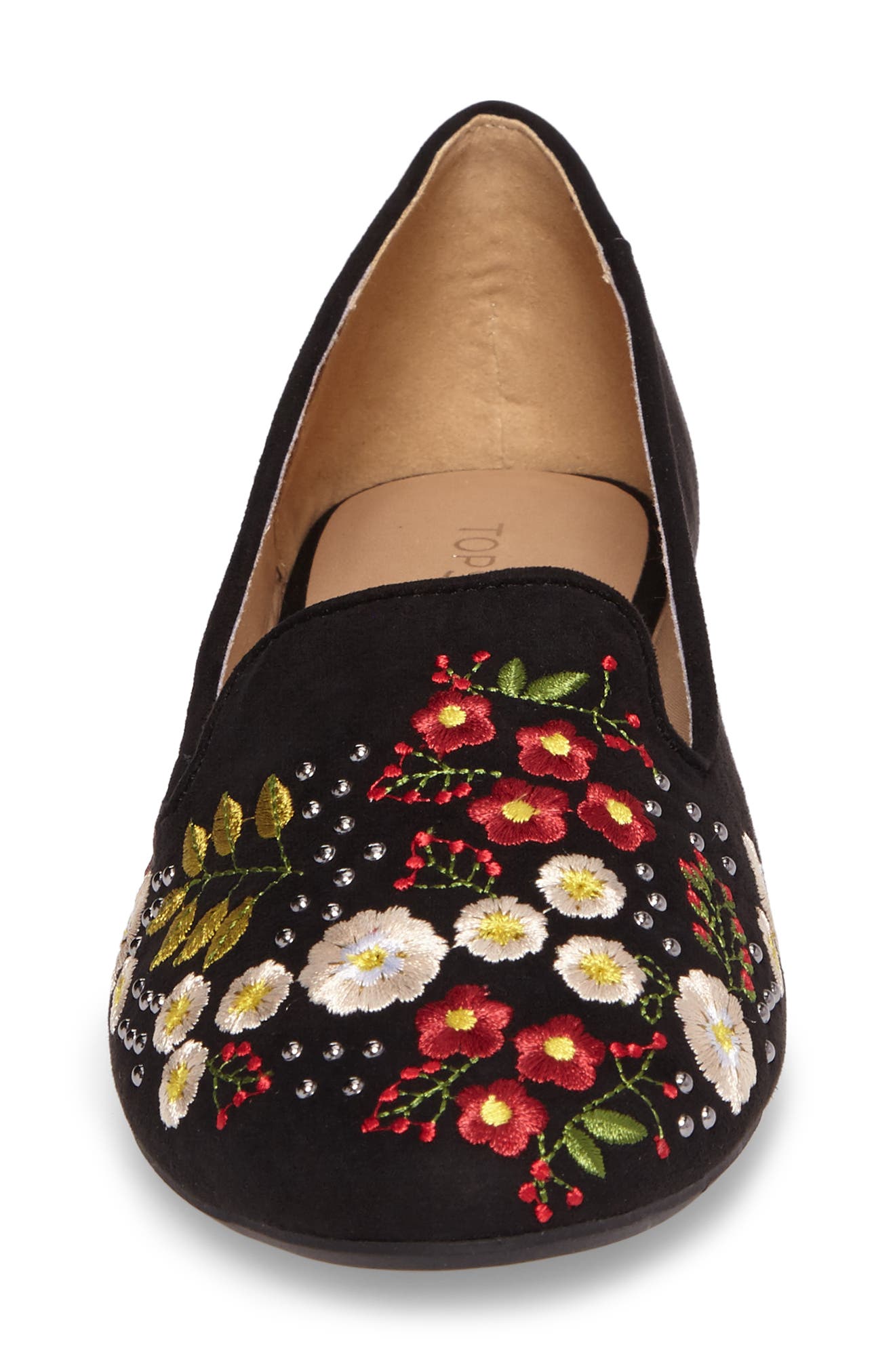 Topshop Sugar Embroidered Smoking Slipper, Alternate, color, 