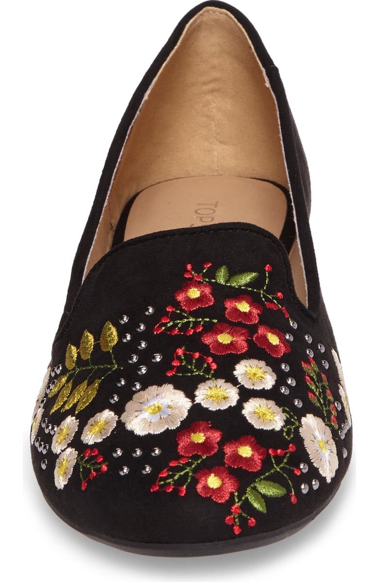 Topshop Sugar Embroidered Smoking Slipper, Alternate, color,