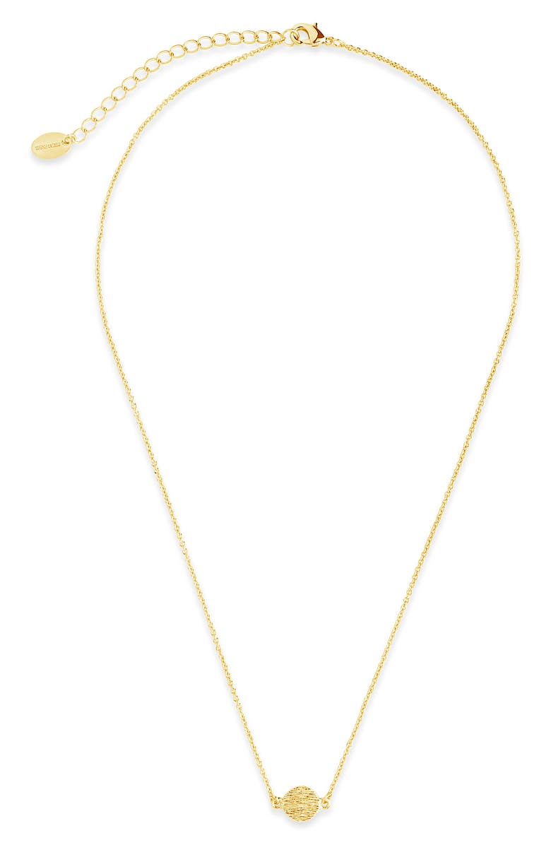 Sterling Forever Textured Circle Pendant Necklace, Alternate, color, 