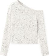 MANGO TEEN One-Shoulder Ruched Long Sleeve Top