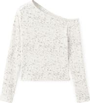 MANGO TEEN One-Shoulder Ruched Long Sleeve Top