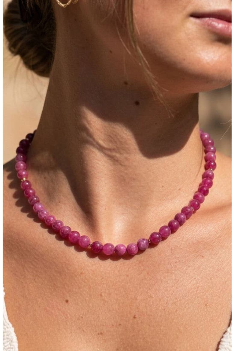 Chloe Beaded Fuchsia Necklace, Alternate, color, Fuchsia