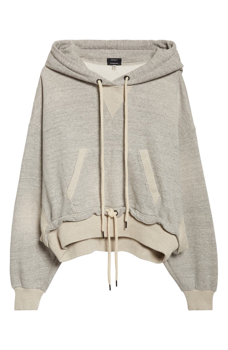 R13 Oversize Cinched Hem Hoodie, Alternate, color, Heather Grey W/ Oatmeal