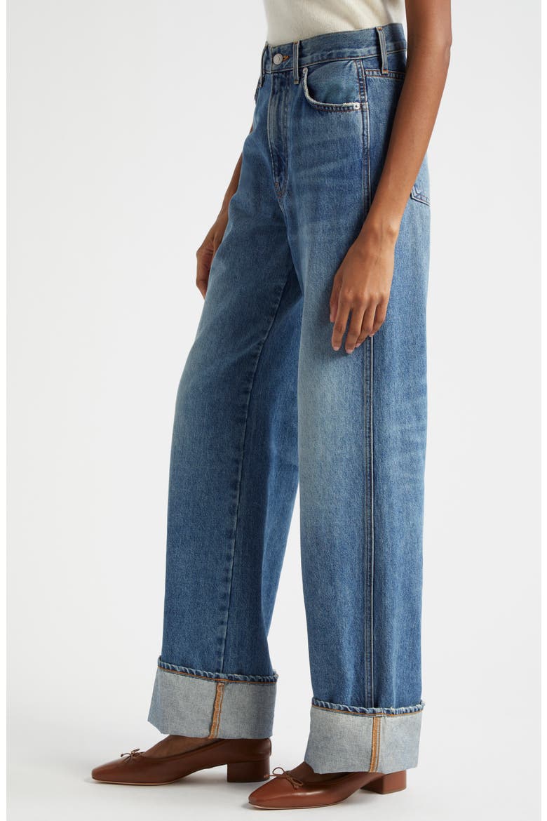 Taylor High Waist Wide Leg Cuffed Jeans, Alternate, color, REBEL STONE