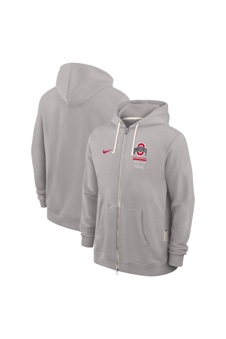 Men's Nike  Gray Ohio State Buckeyes 2026 Sideline Standard Issue Dri-FIT Full-Zip Hoodie, Main, color, Gray