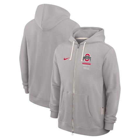 Men's Nike  Gray Ohio State Buckeyes 2026 Sideline Standard Issue Dri-FIT Full-Zip Hoodie