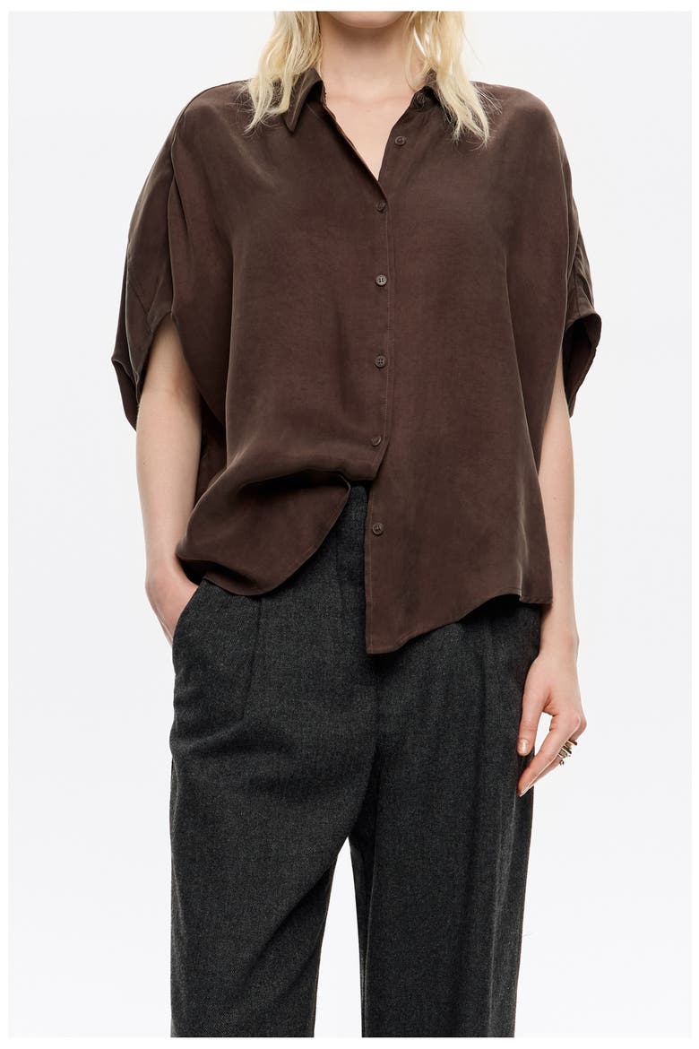 Fluid Cape Shirt, Main, color, DARK BROWN