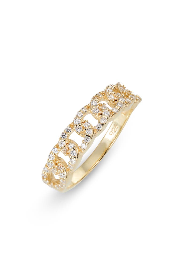 Sterling Silver Pavé Chain Ring, Main, color, GOLD