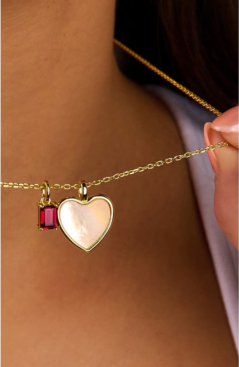 Little Sky Stone MOP Heart Charm Necklace, Alternate, color, Gold / Off-White