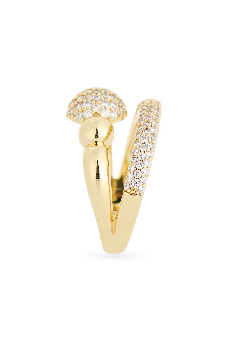 Pavé Cubic Zirconia Ball Double Band Ring, Alternate, color, CLEAR / GOLD