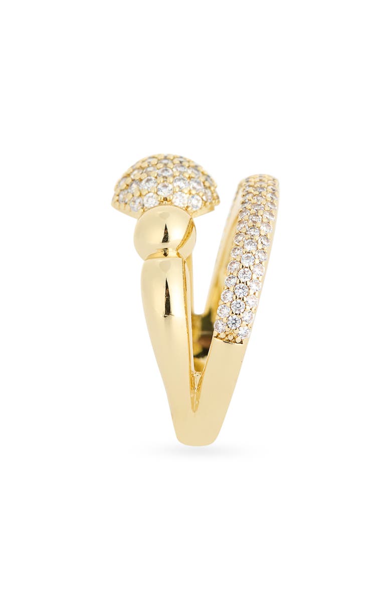 Covet Pavé Cubic Zirconia Ball Double Band Ring, Alternate, color, Clear / Gold