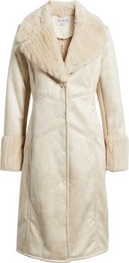 Via Spiga Faux Fur Trim Longline Coat