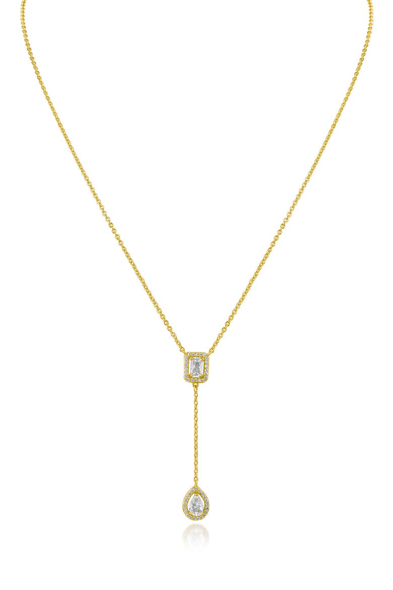 Cubic Zirconia Y-Necklace, Main, color, CLEAR/ GOLD