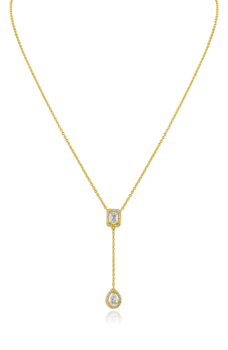 CZ by Kenneth Jay Lane Cubic Zirconia Y-Necklace, Main, color, Clear/ Gold