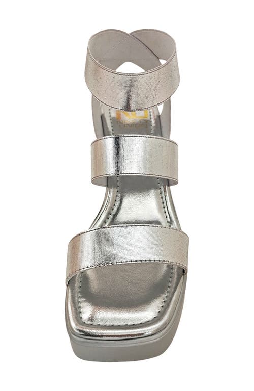 Ninety Union Paige Elastic Strap Wedge Sandal In Silver